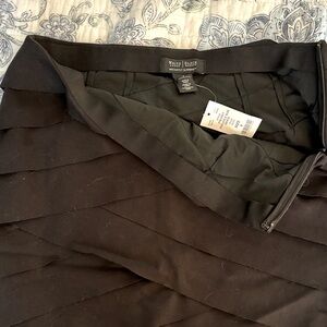 White House Black Market Women's Layered Black Pencil Skirt Stretchy- 8